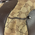 Gucci Brown Leather Trim GG Supreme Shoulder Bag