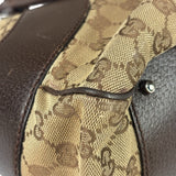 Gucci Brown Leather Trim GG Supreme Shoulder Bag