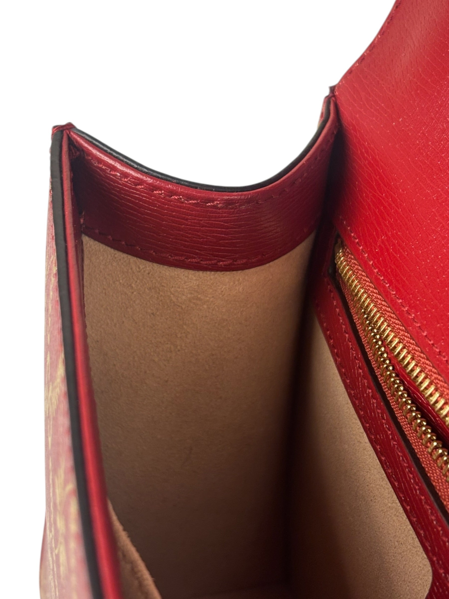 Gucci Red Leather Sylvie Chain Shoulder Bag