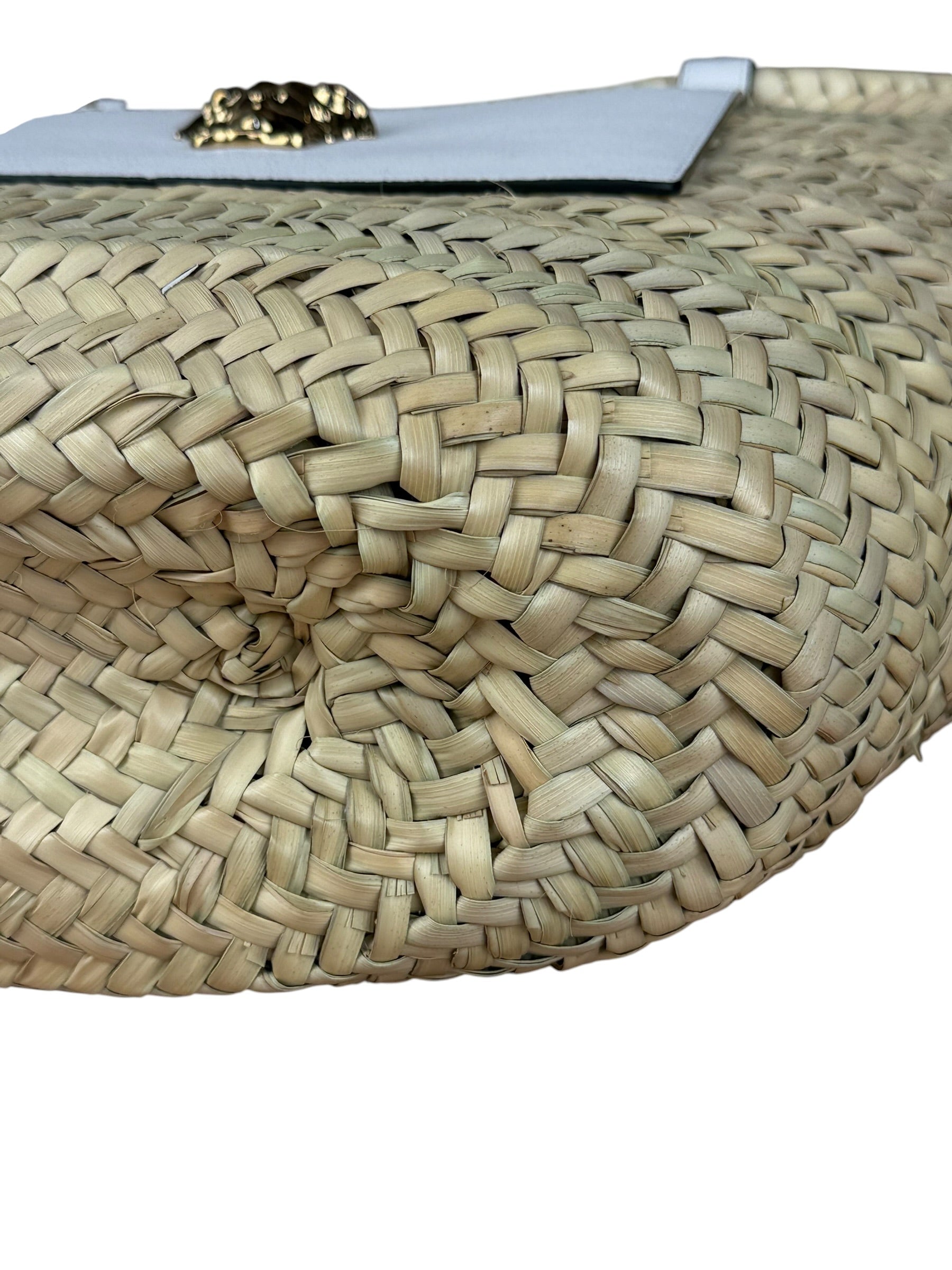 Versace Wicker Woven White Medusa Top Handle Tote
