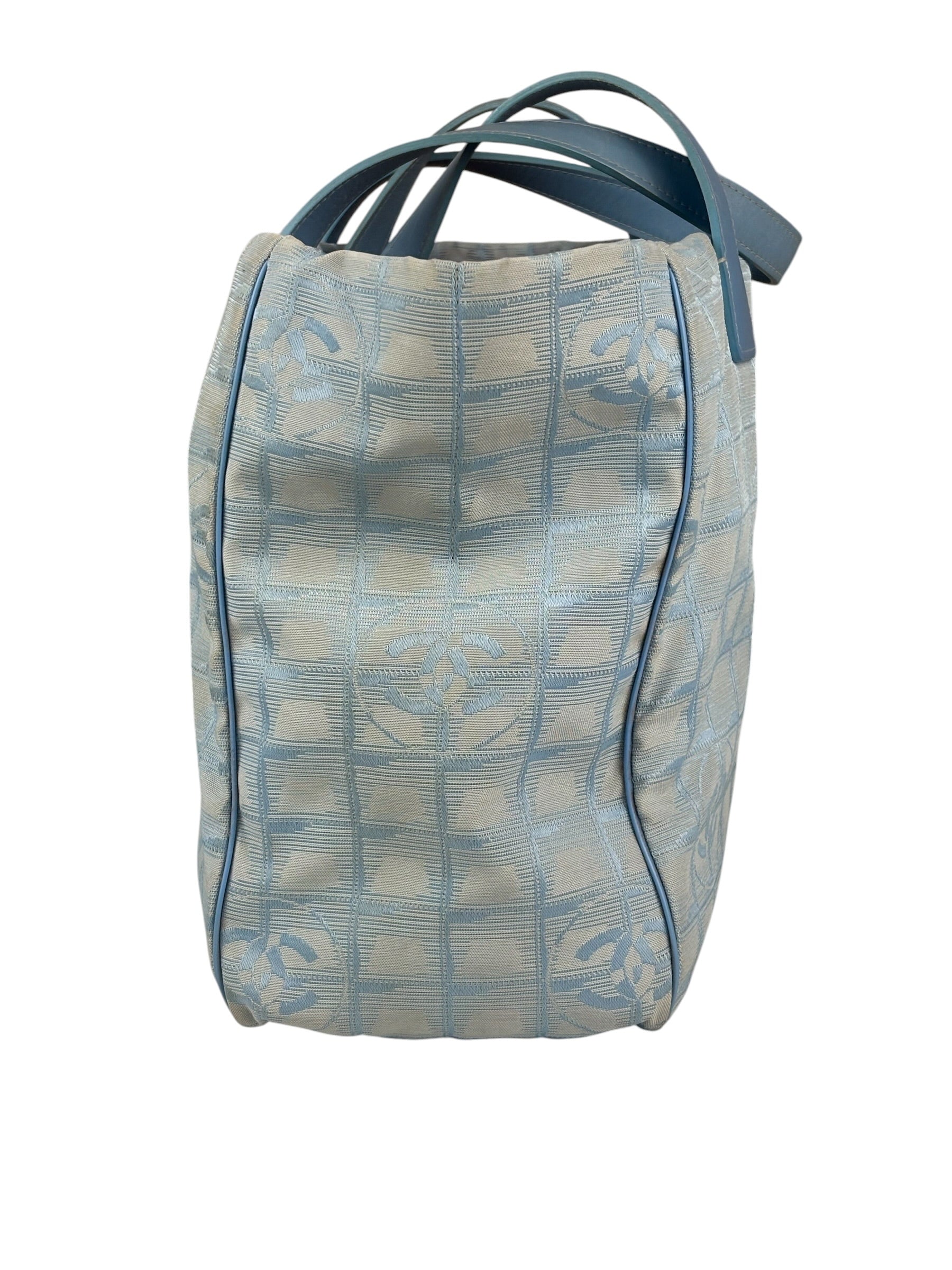 Chanel Blue Leather Trim New Travel Tote Bag 2002