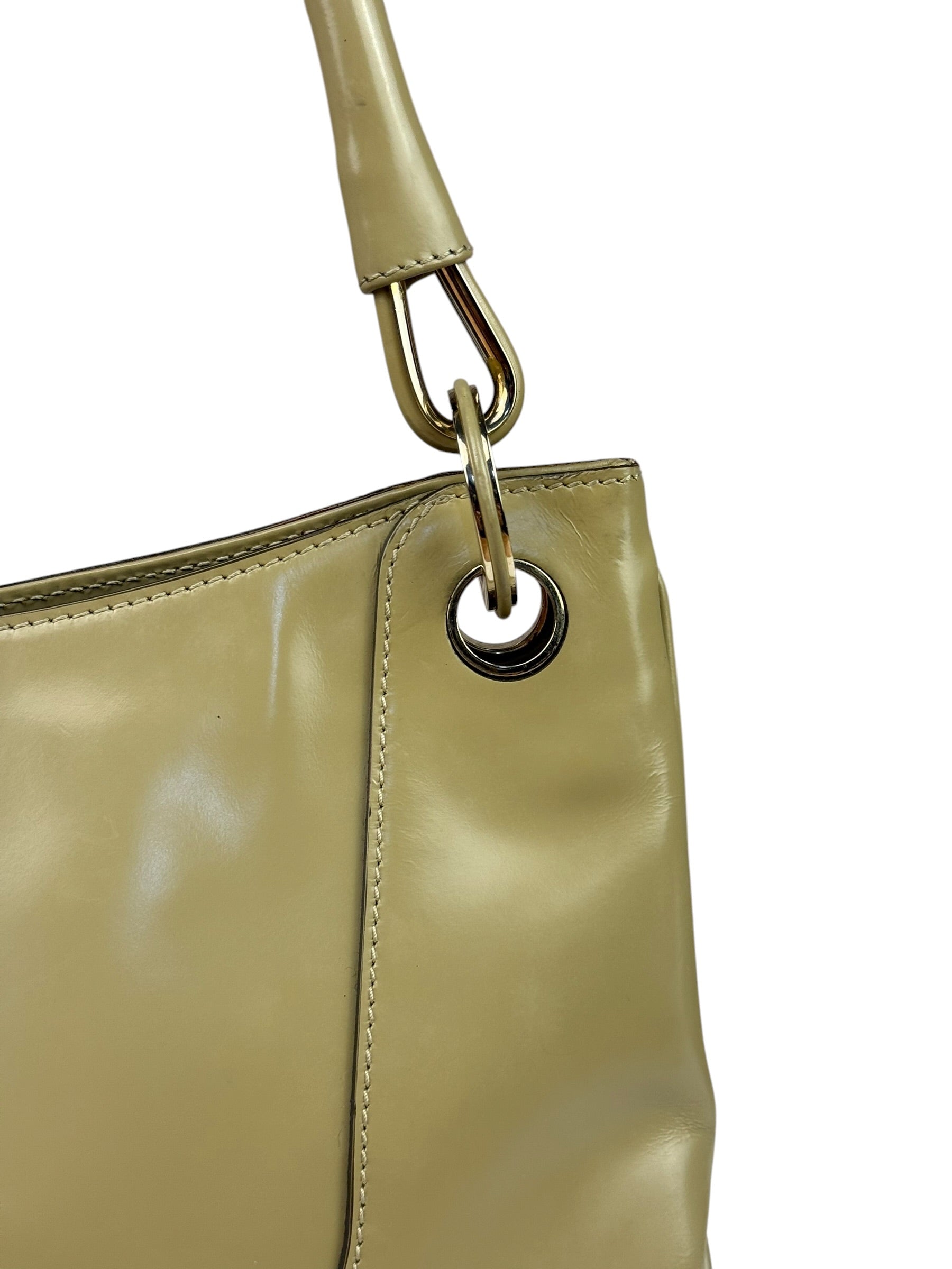 Gucci Vintage Beige Patent Leather Lady Lock Jackie Shoulder Bag