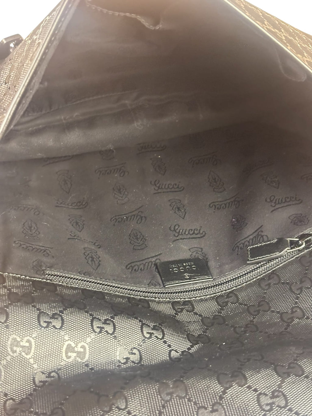 Gucci Black PVC GG Flap Messenger Bag