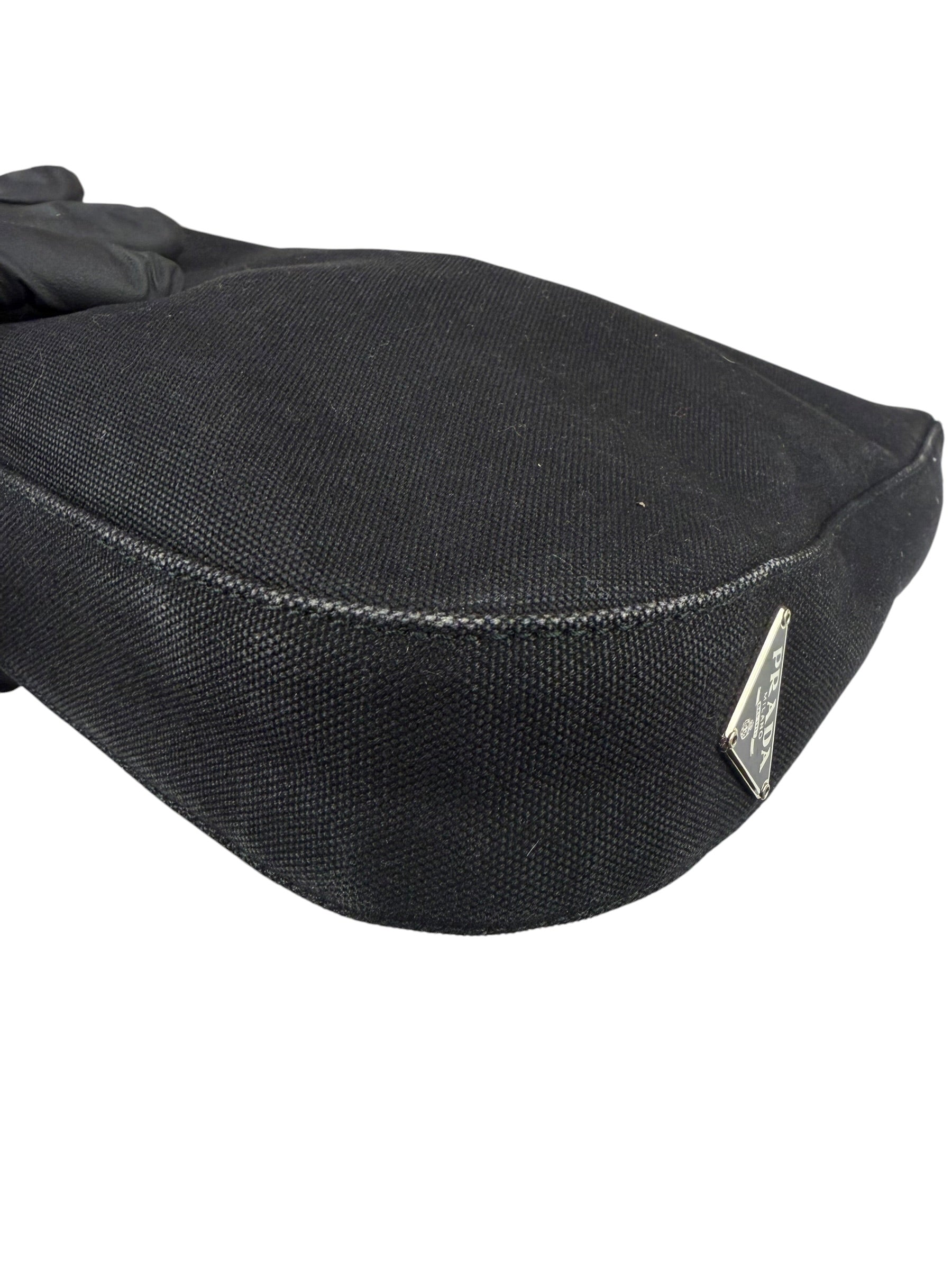Prada Vintage Black Canvas Shoulder Bag