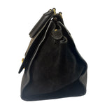Celine Black Suede/Crocodile Embossed Leather Trapeze Two-Way Bag