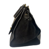 Celine Black Suede/Crocodile Embossed Leather Trapeze Two-Way Bag