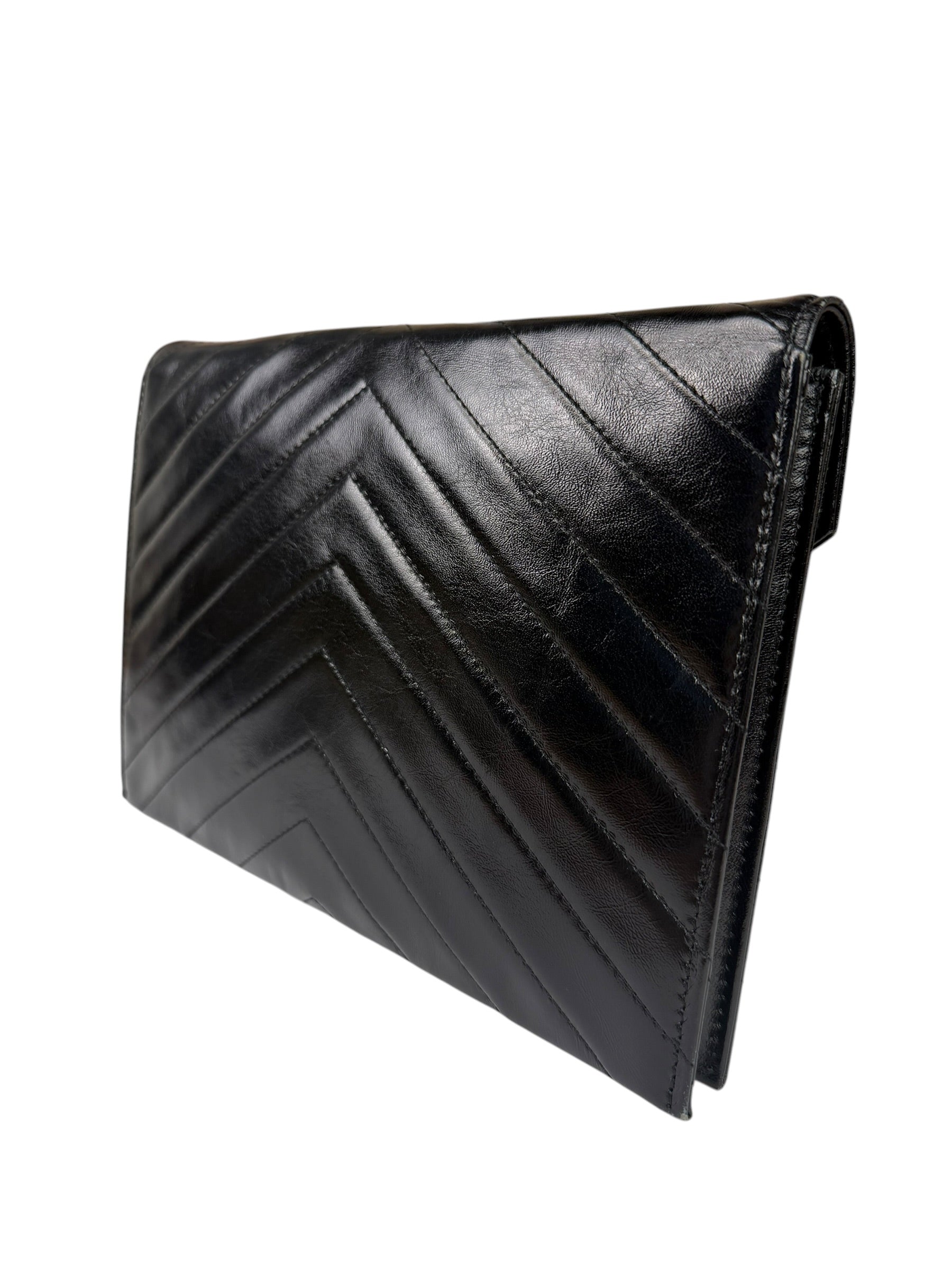 Yves Saint Laurent Black Quilted Leather Clutch