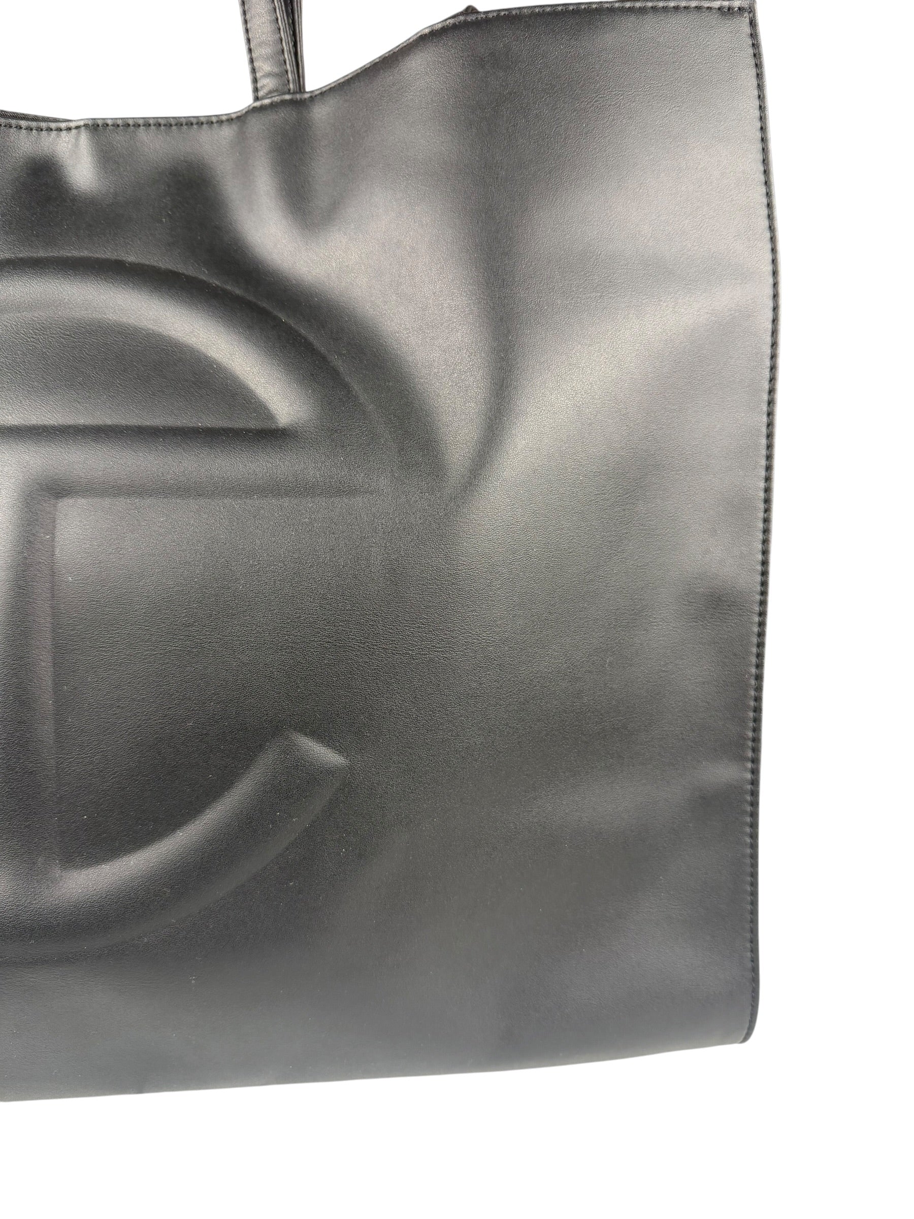 Telfar Black Leather Unisex Shopping Bag