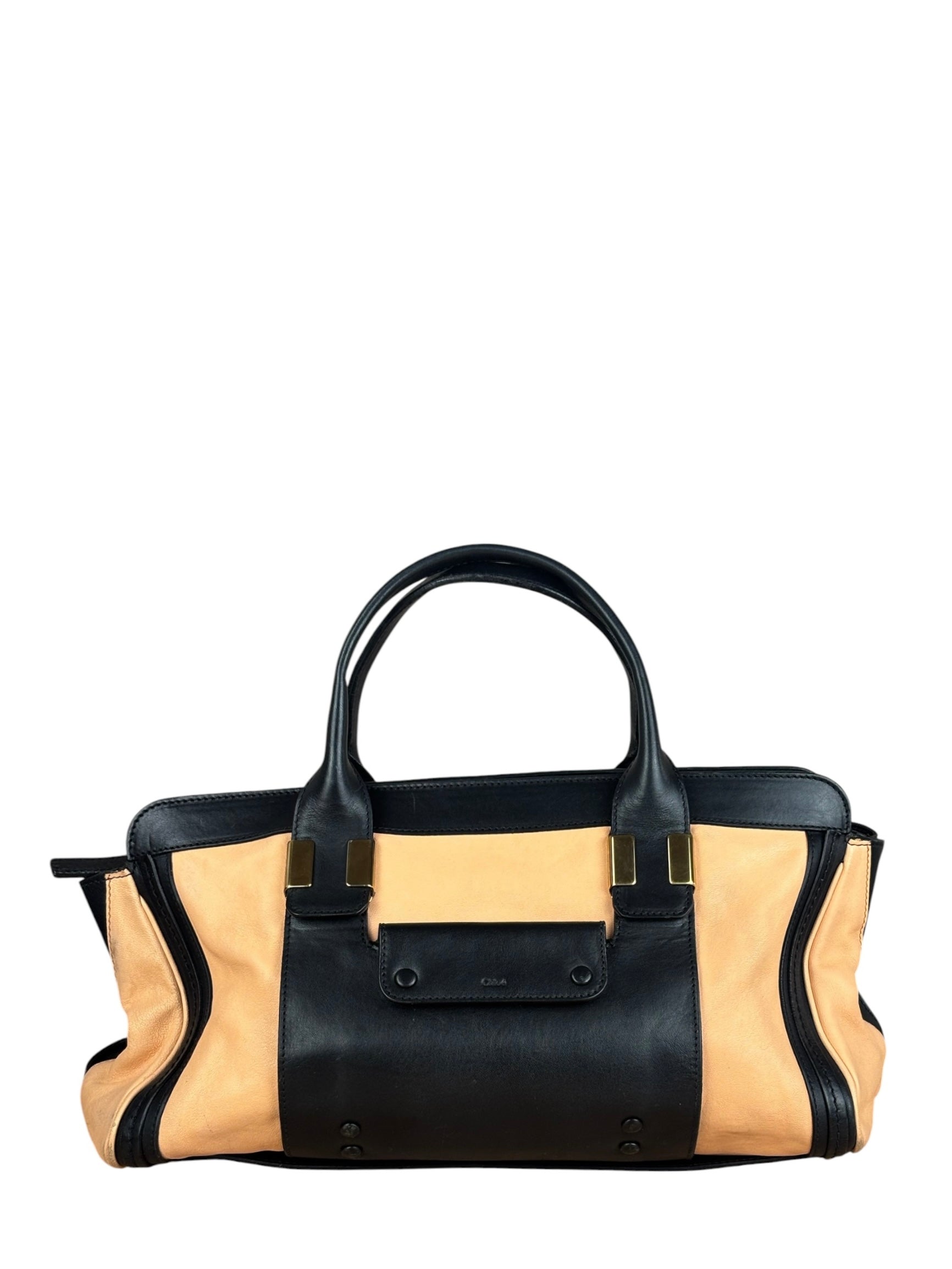 Chloe Nude Pink/Black Alice Satchel Shoulder Bag