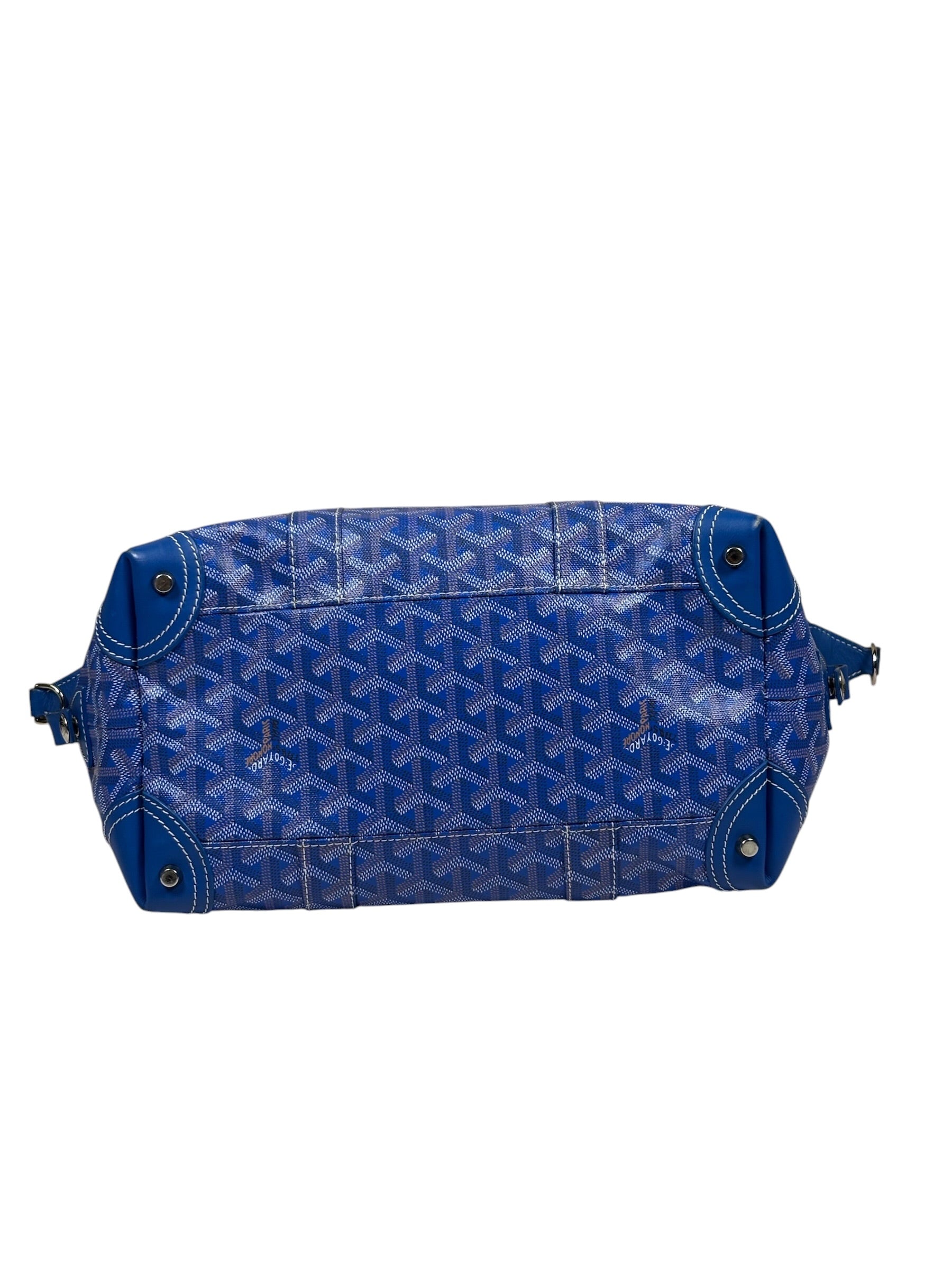 Goyard Blue Leather Goyardine Coated Canvas Shoulder Bag