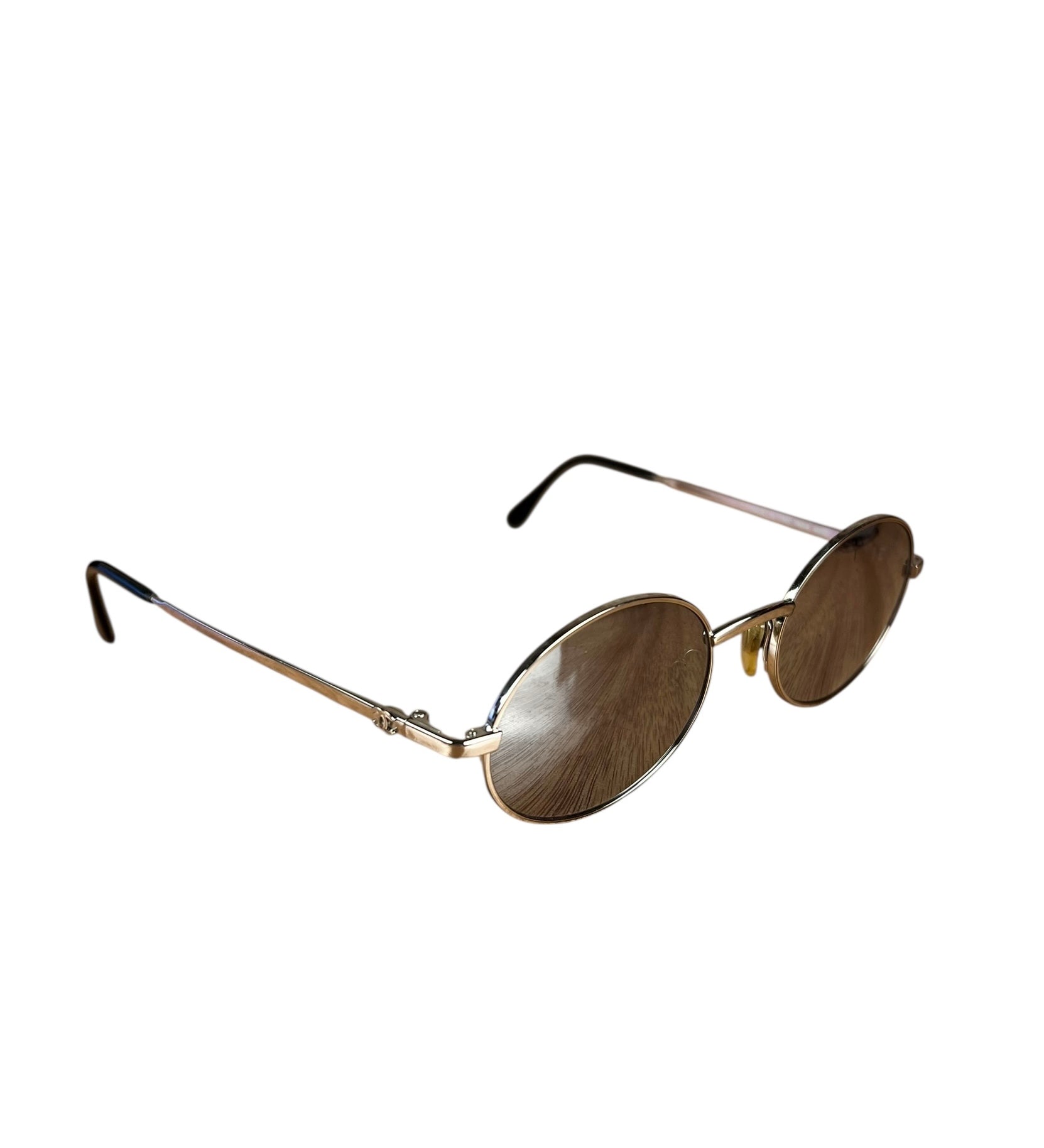Chanel Vintage CC Circular Silver Frame Sunglasses