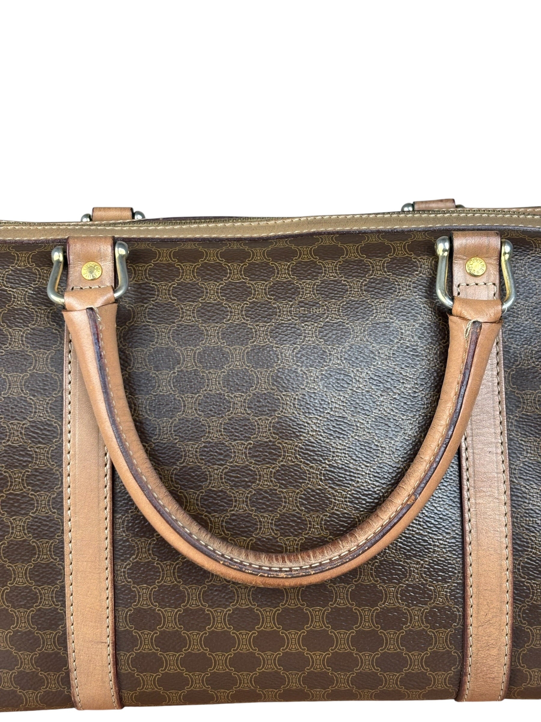 Celine Brown Leather Boston Handbag