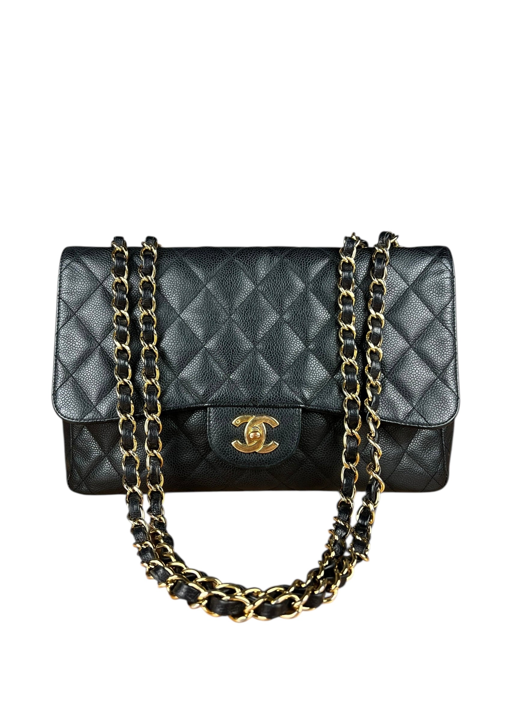 Chanel Black Caviar Leather Single Flap Bag '04