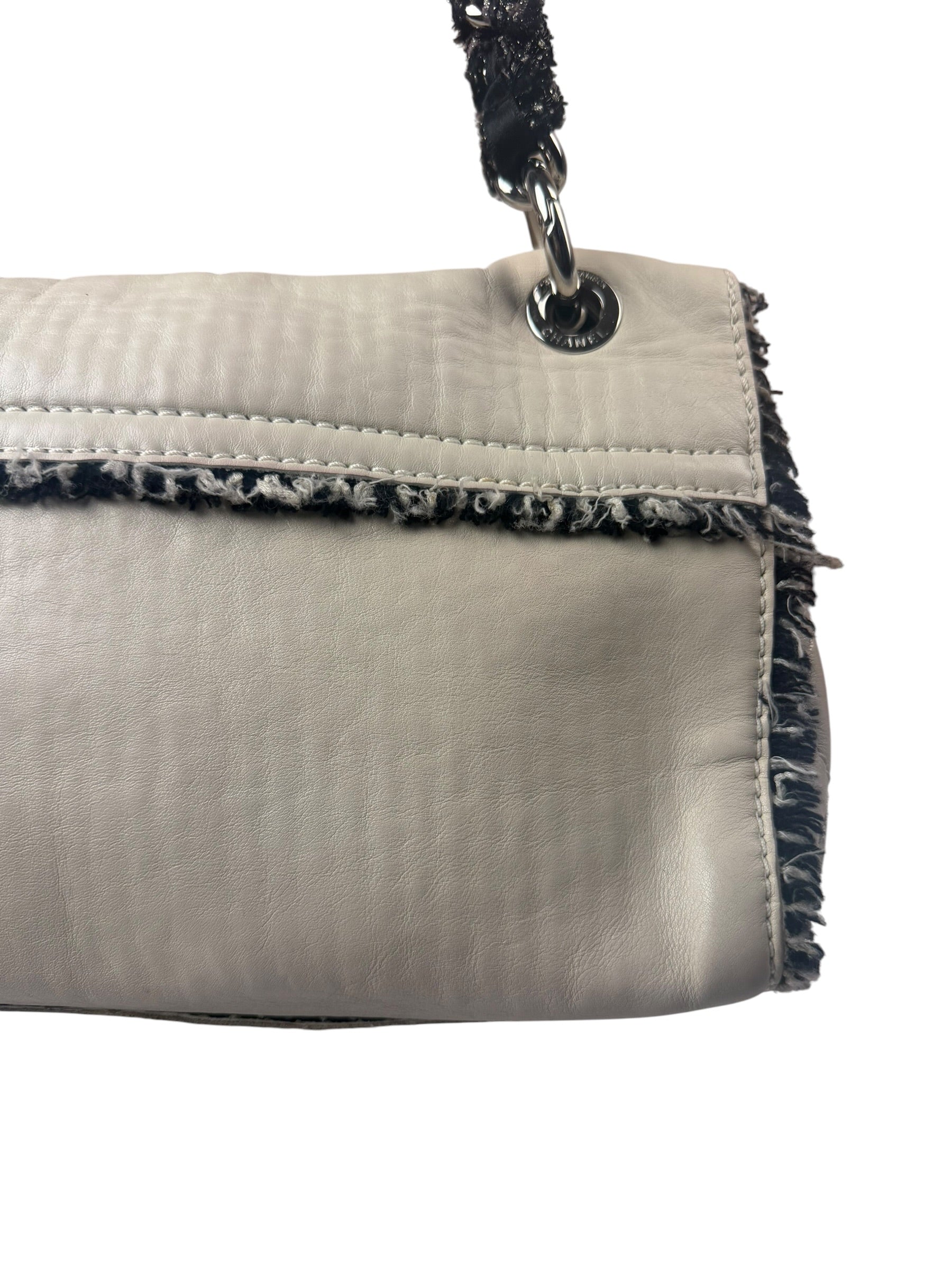 Chanel Cream Lambskin Funny Tweed Flap Bag 2009