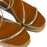 Jimmy Choo Brown Drive Metallic Wedge Espadrille Sandals