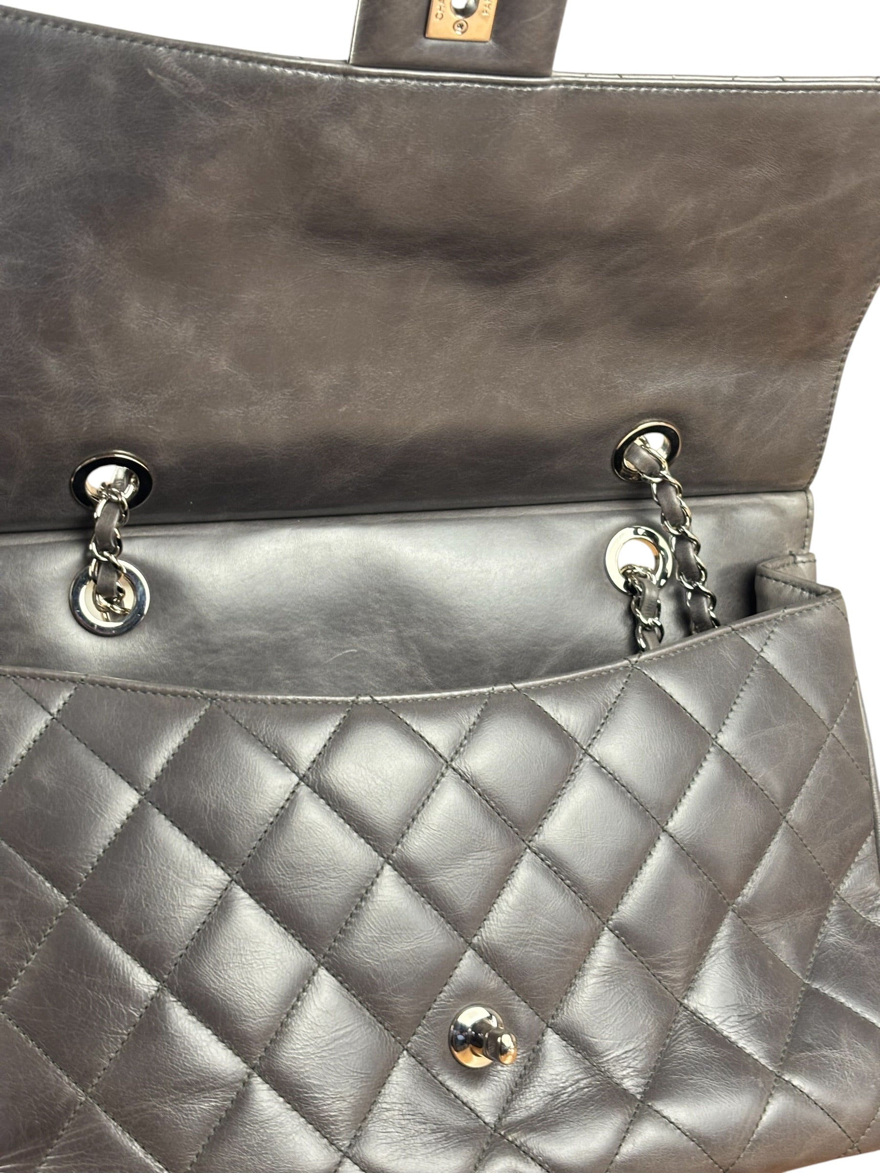 Chanel Dark Grey Cockpit Flap Shoulder Bag 2015