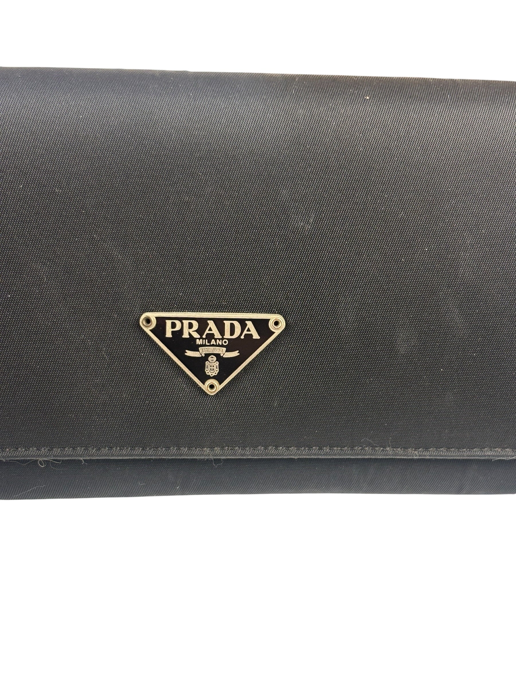 Prada Black Nylon Tessuto Continental Flap Wallet