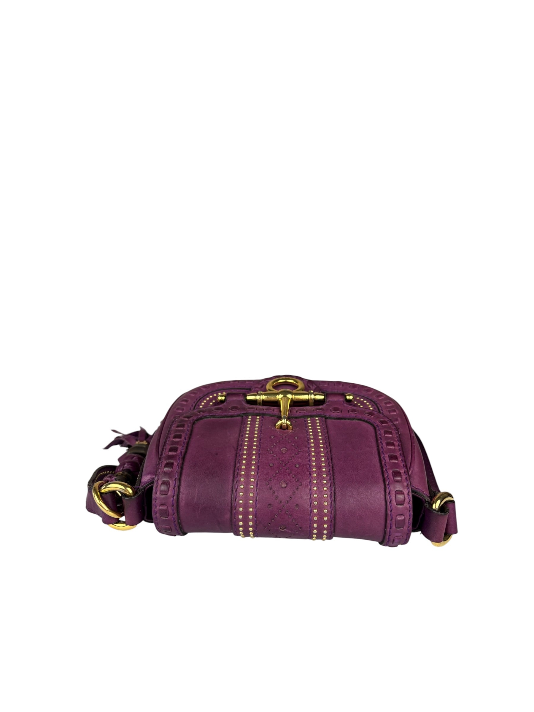Gucci Vintage Purple Leather Small Snaffle Bit Shoulder Bag