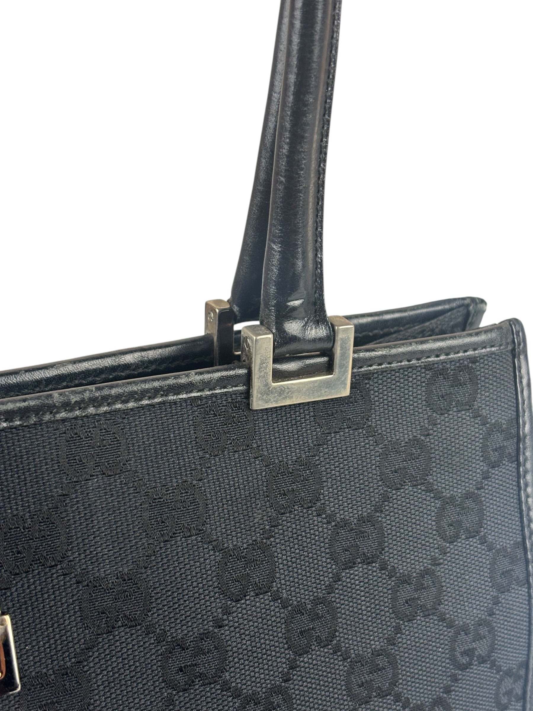 Gucci GG Black Canvas Vintage Jackie Tote Handbag