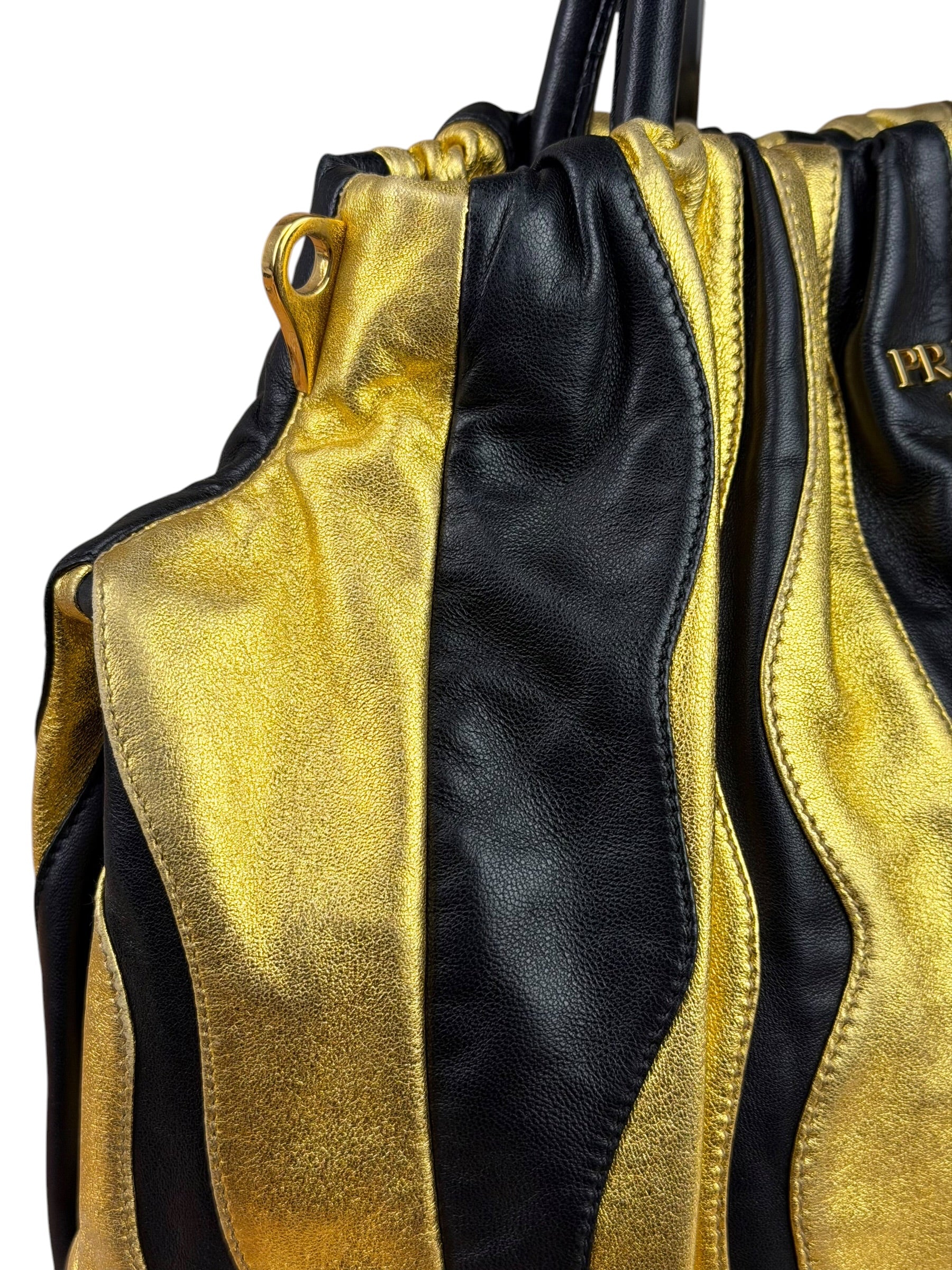 Prada Bicolor Leather Nappa Waves Tote Bag