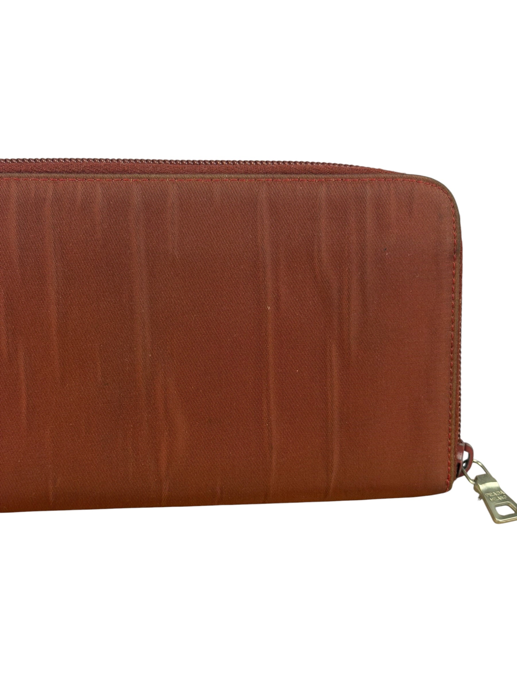 Prada Vintage Red Nylon Zip-Around Sport Long Wallet