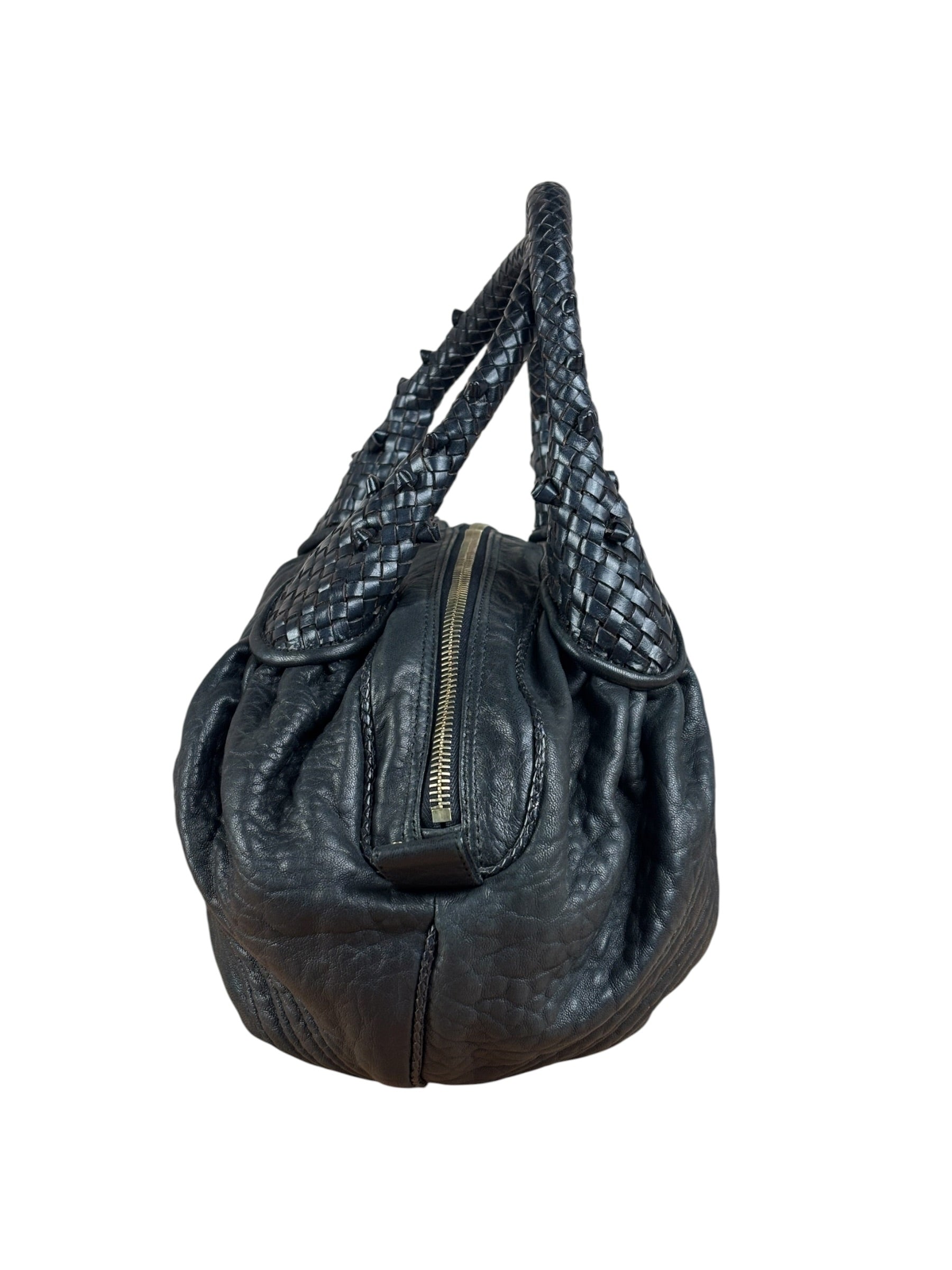 Fendi Vintage Black Leather Spy Hobo Bag