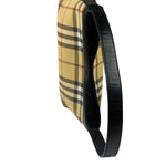 Burberry Black Leather Trim House Check Pochette