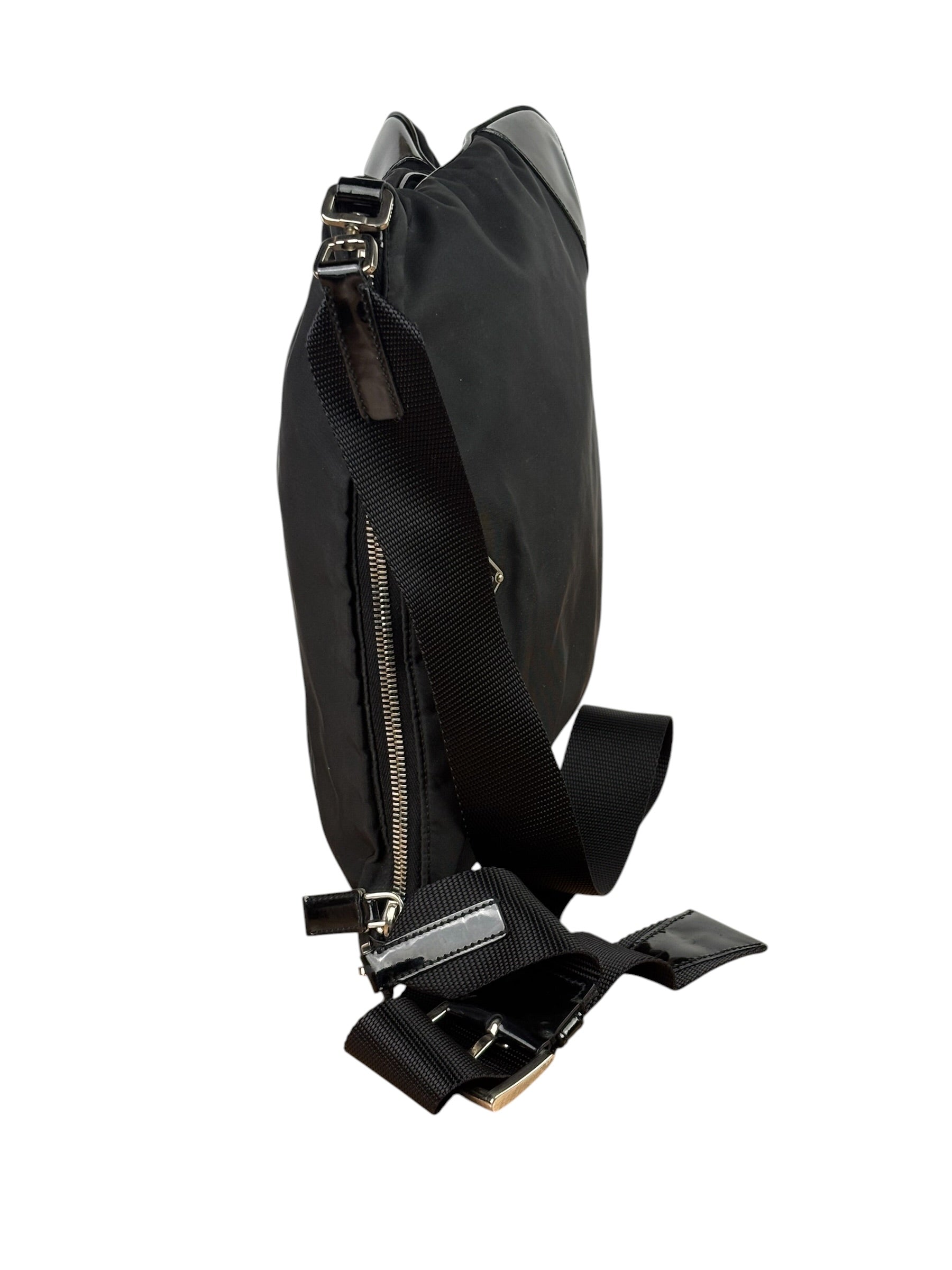 Prada Patent-Trimmed Nylon Crossbody Bag