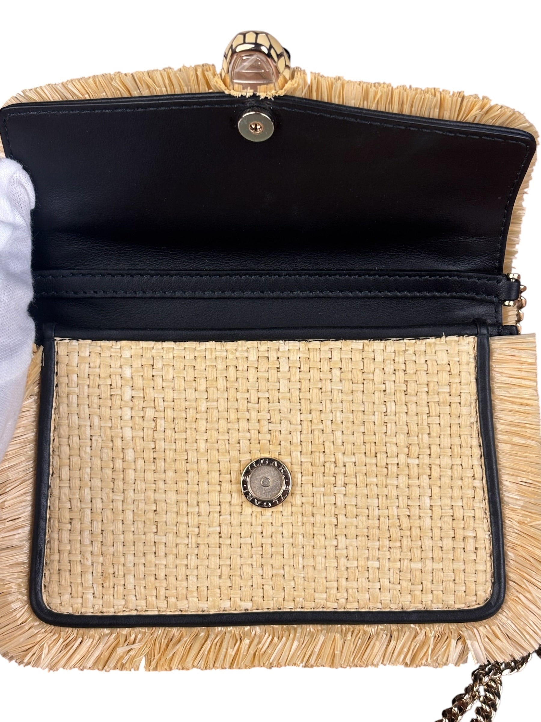 Bvlgari Serpenti Forever Mini Raffia Bag Beige
