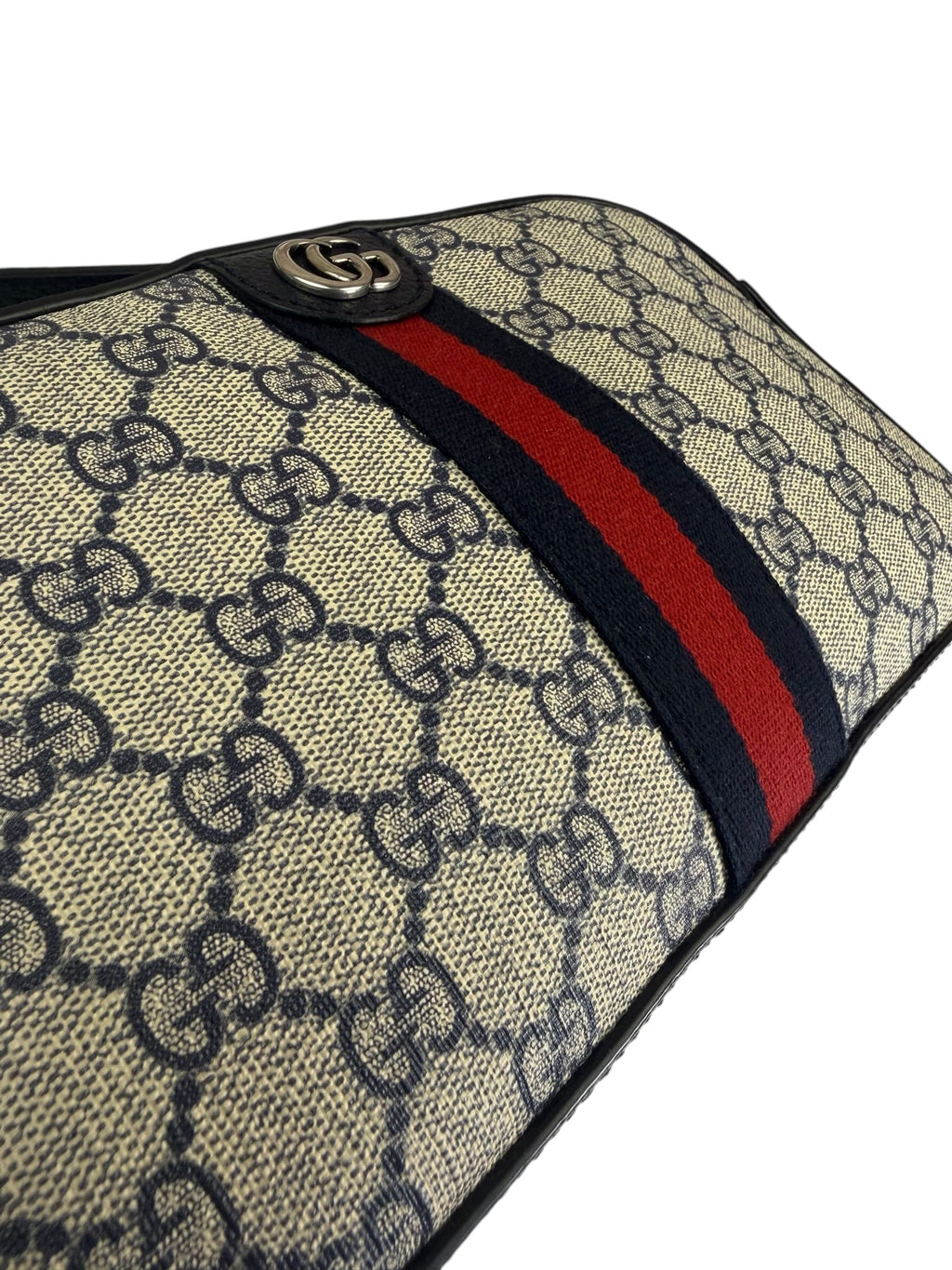 Gucci Navy/Beige Leather GG Supreme Small Ophidia Camera Bag