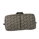 Fendi Brown/Metallic Gold Leather Trim Zucca Baguette