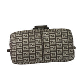 Fendi Brown/Metallic Gold Leather Trim Zucca Baguette