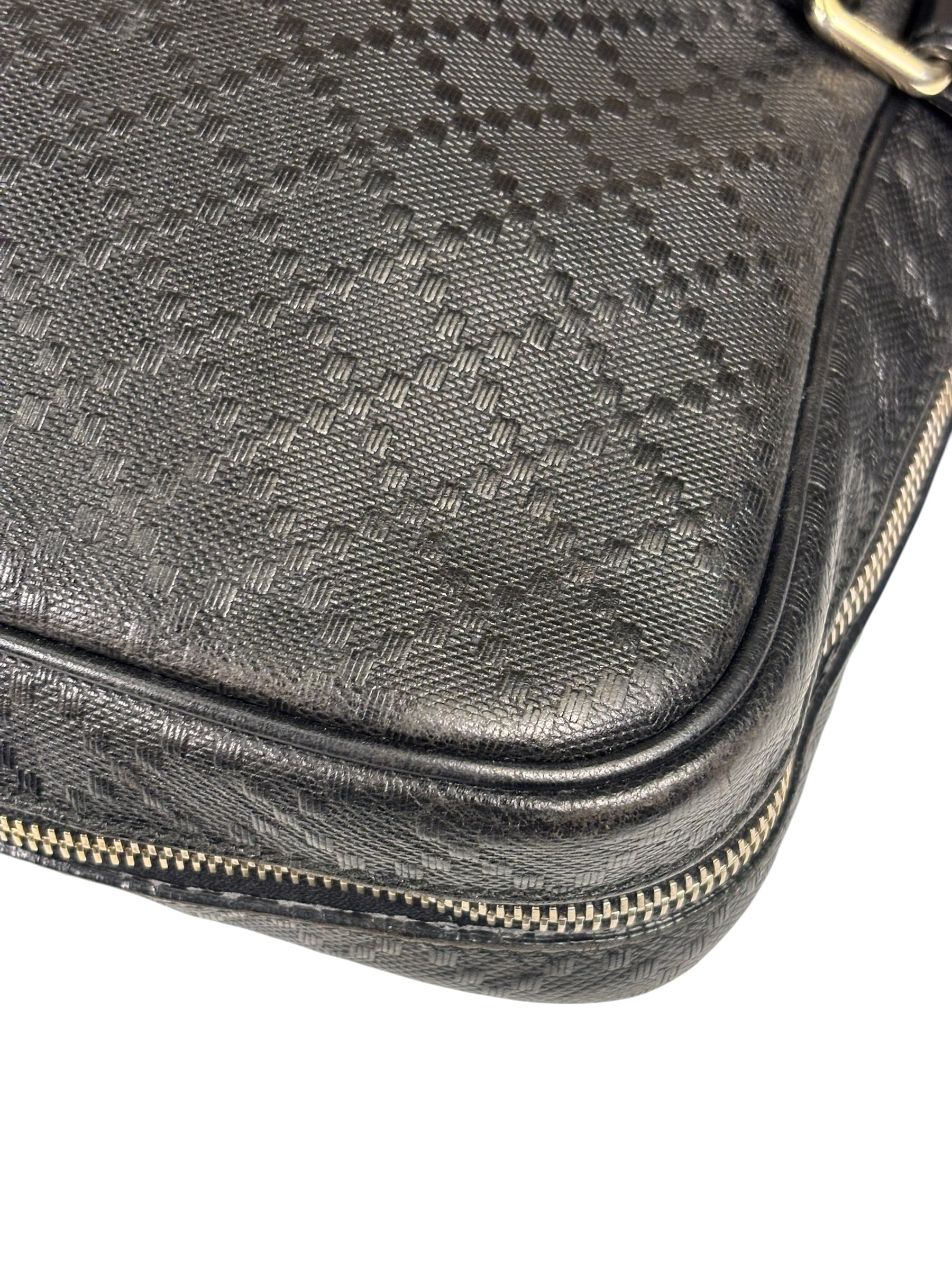 Gucci Black Leather Diamante Briefcase