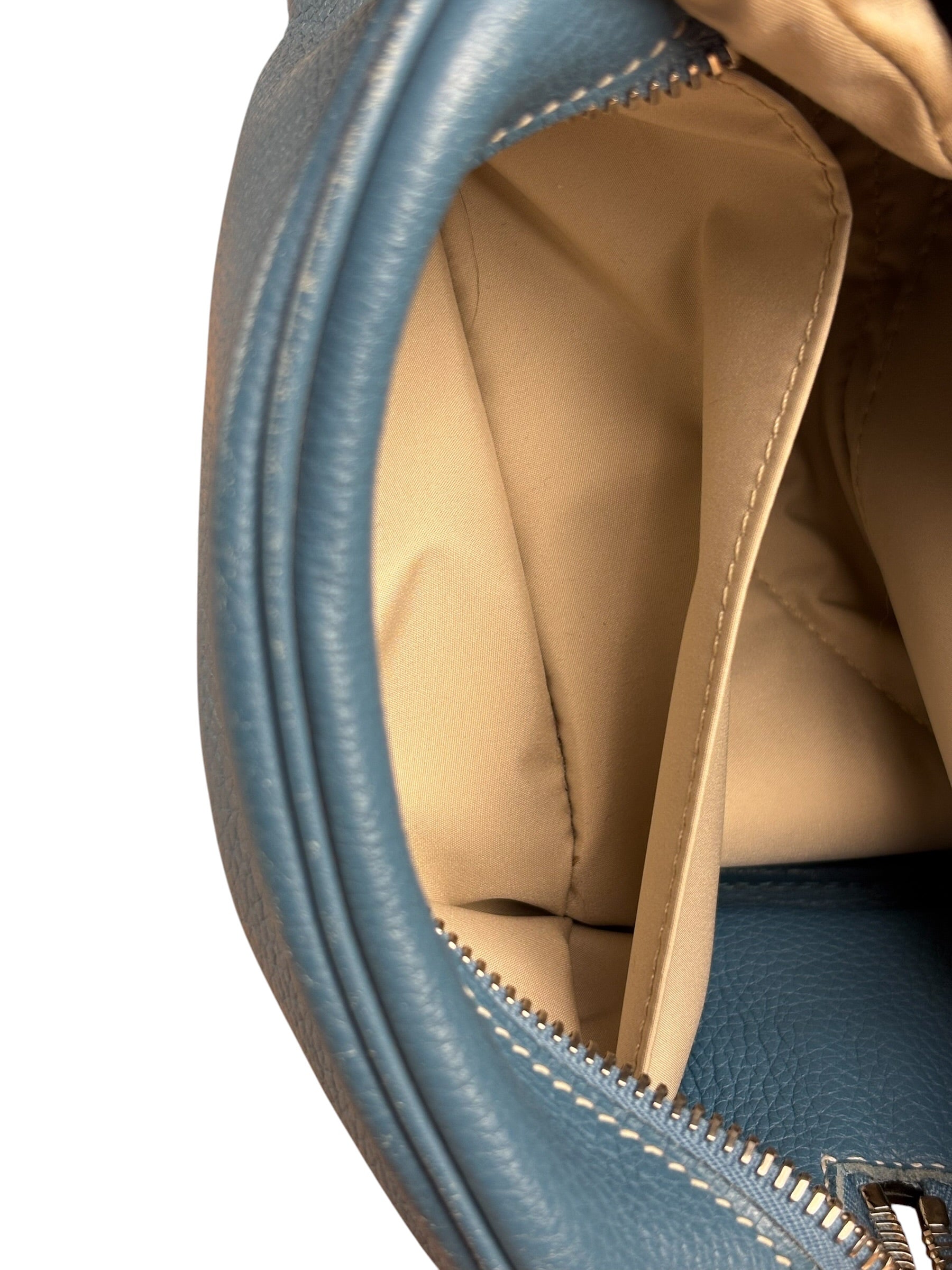 Hermes Blue Leather Cosmetic Pouch