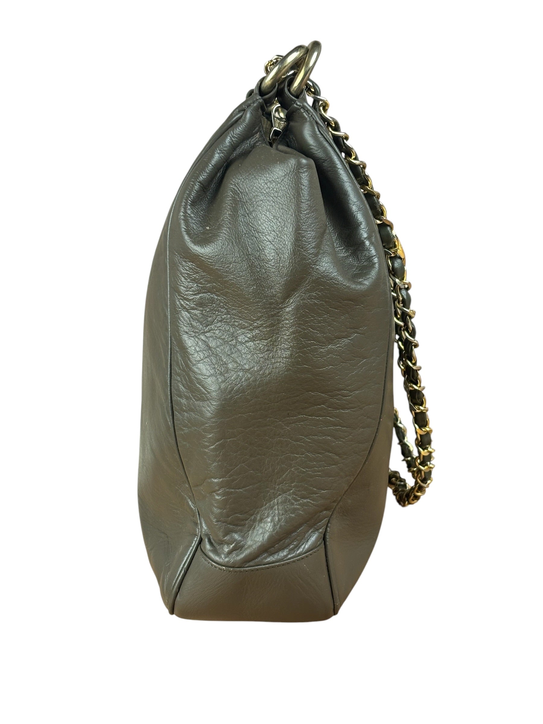Chanel CC Grey Leather Chain Hobo Bag '89-'91