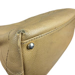 Chanel CC Vintage Beige Leather Caviar Wood Chain Hobo Bag