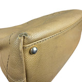 Chanel CC Vintage Beige Leather Caviar Wood Chain Hobo Bag