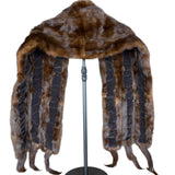 Vintage Dark Brown Fur Tailed Shawl