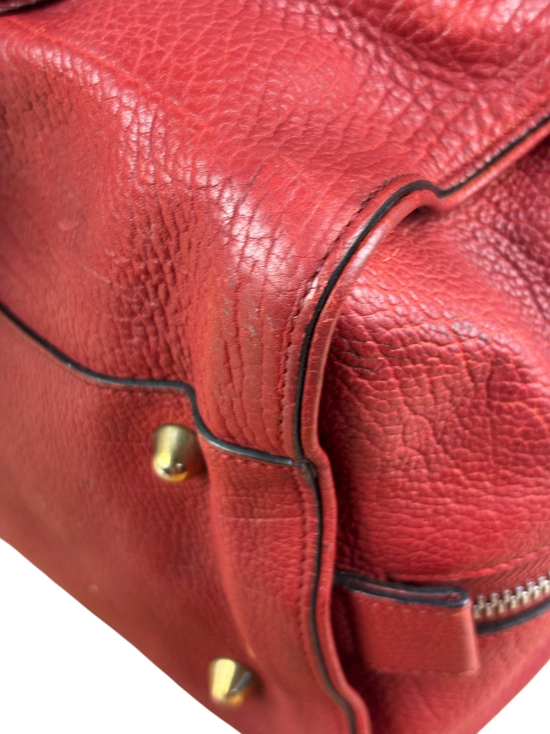 Chloe Red Leather Paddington Medium Satchel Two-Way Bag