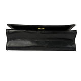 Chanel Vintage Black Lizard Leather Chain Flap Bag 1987