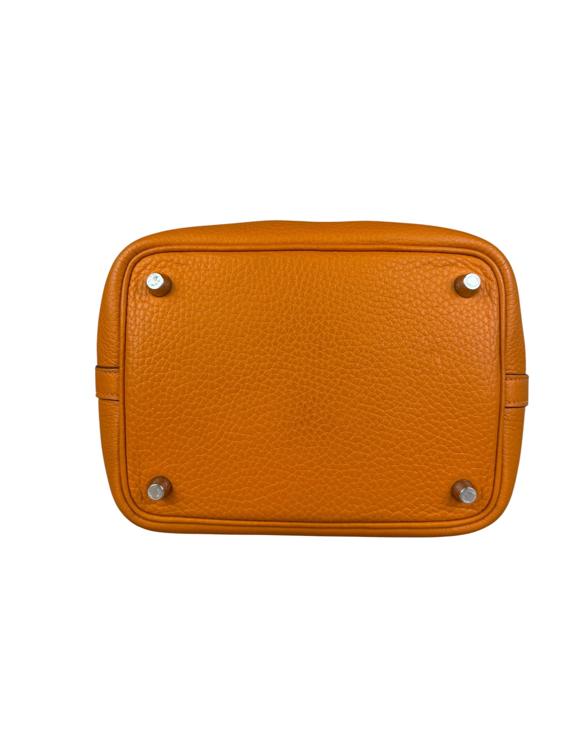 Hermes Orange Clemence Leather Picotin Lock 18 Handbag 2024