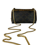 Celine Leopard Print-Trimmed Triomphe Chain Bag