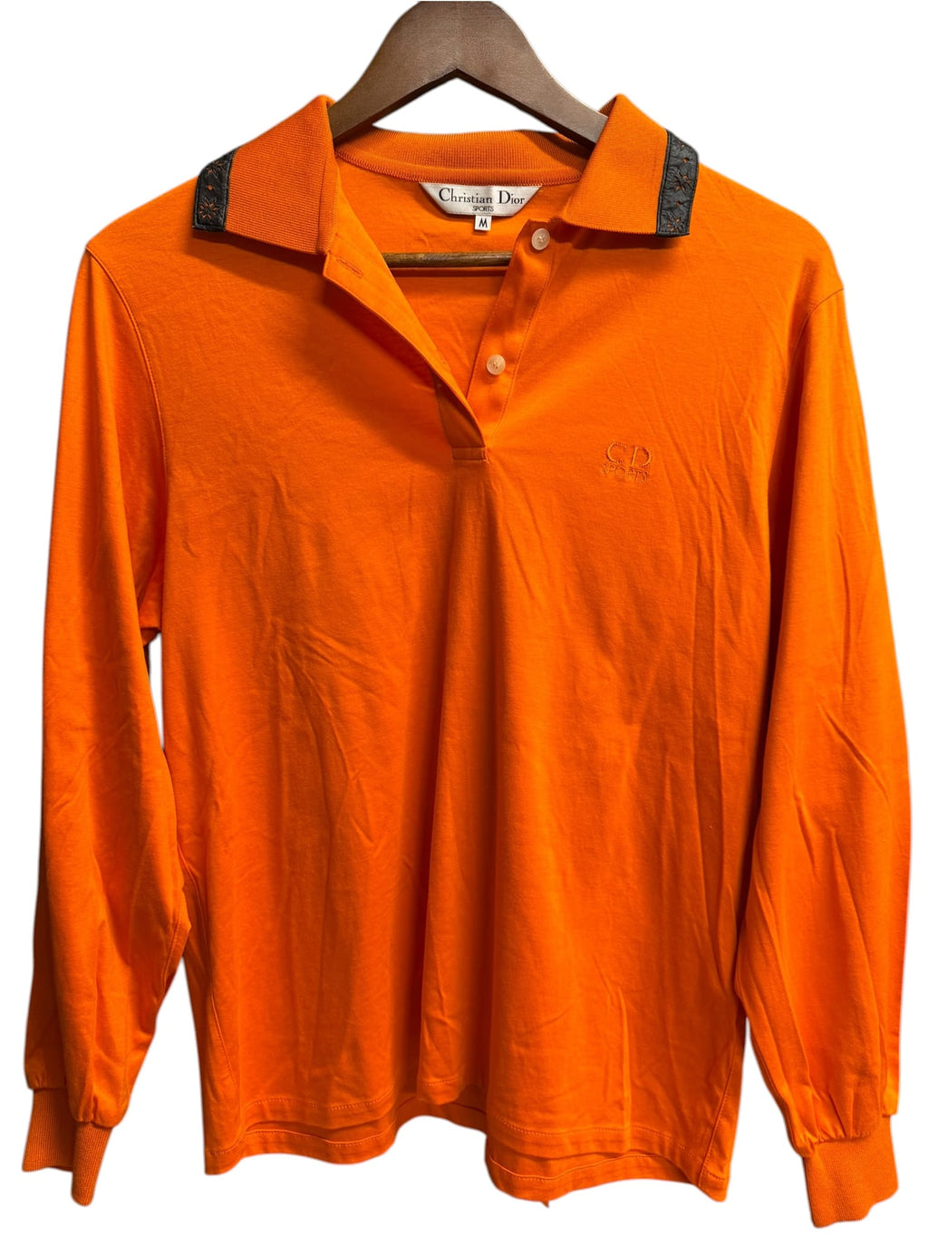 90s Christian Dior Sports Orange/Black Lace Collar Polo Shirt