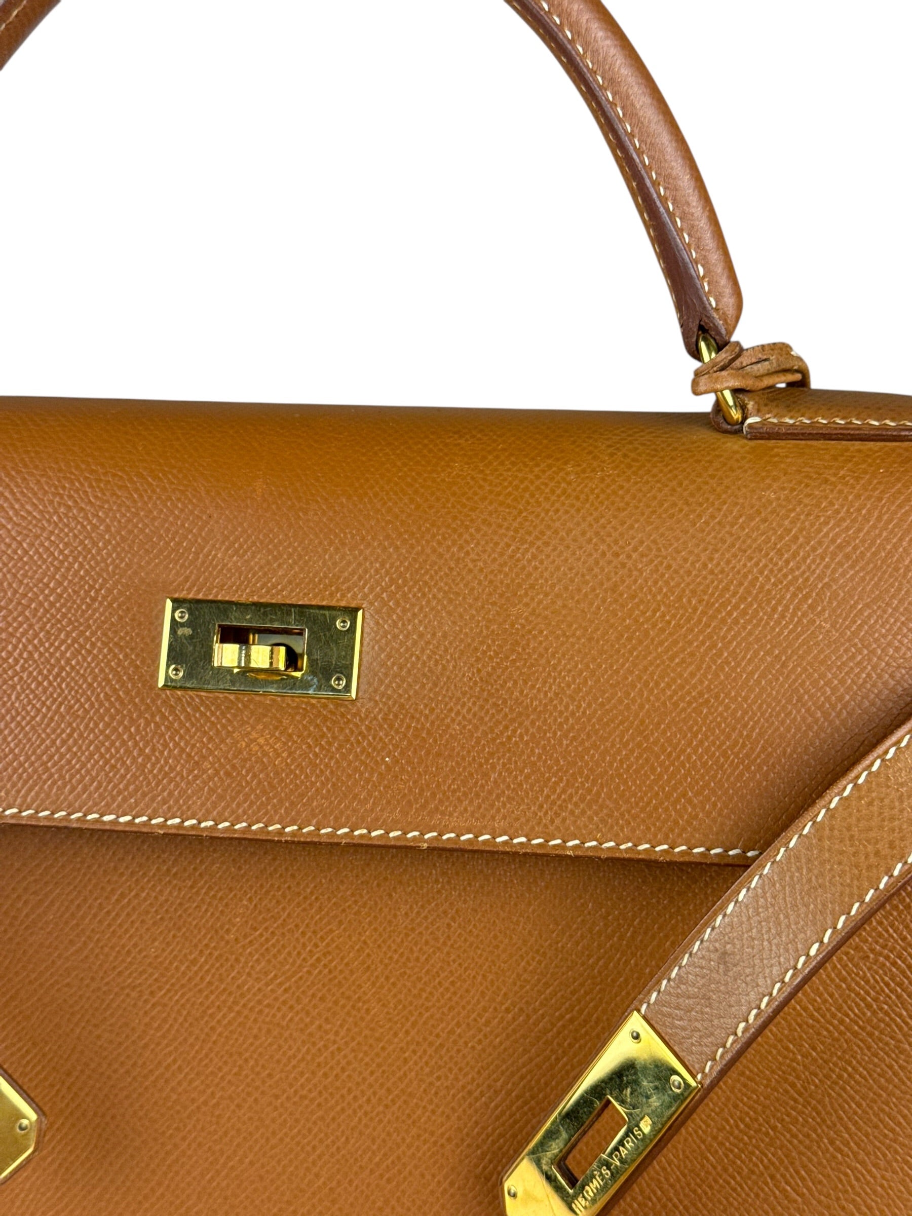 Hermes Kelly 32 Sellier Epsom Gold Handbag 1995