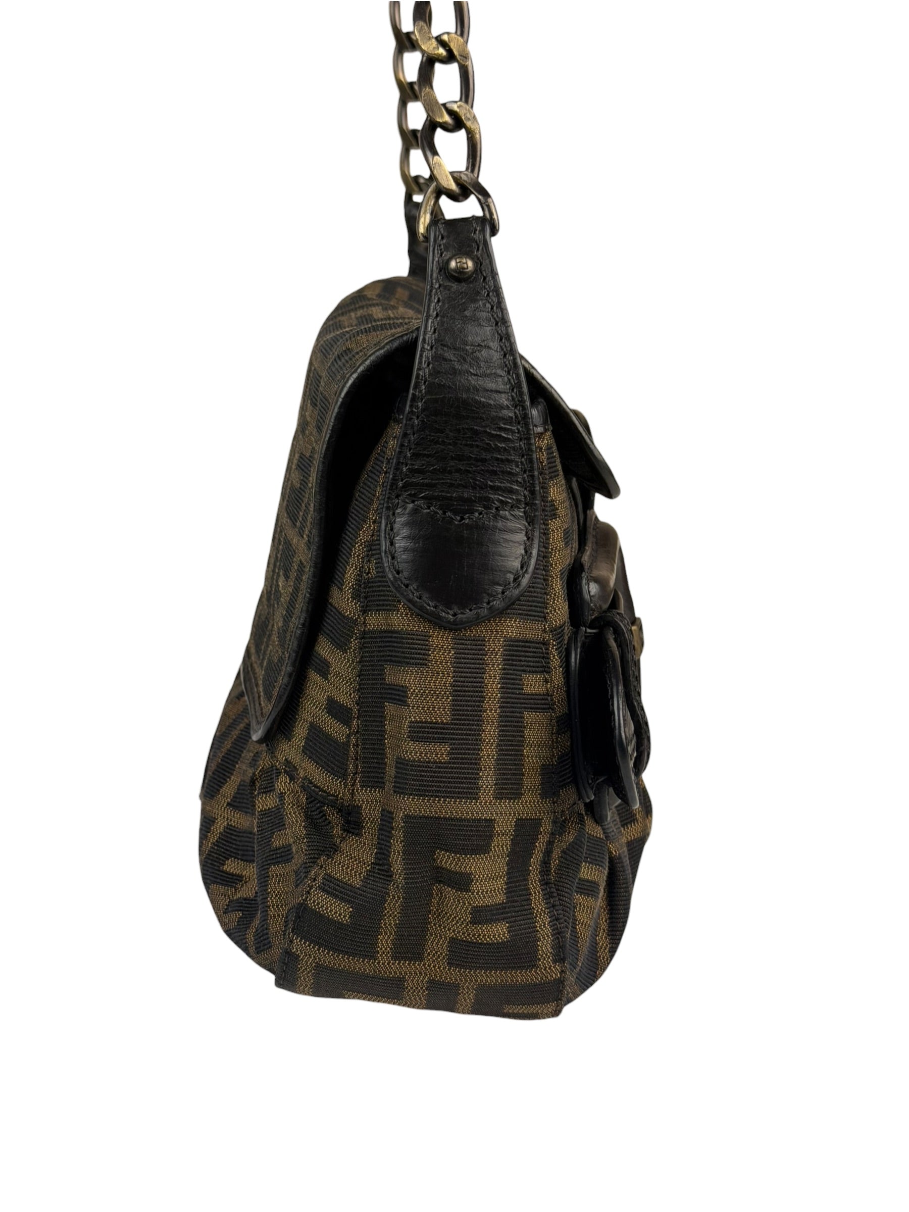 Fendi FF Zucca Vintage B Flap Shoulder Bag