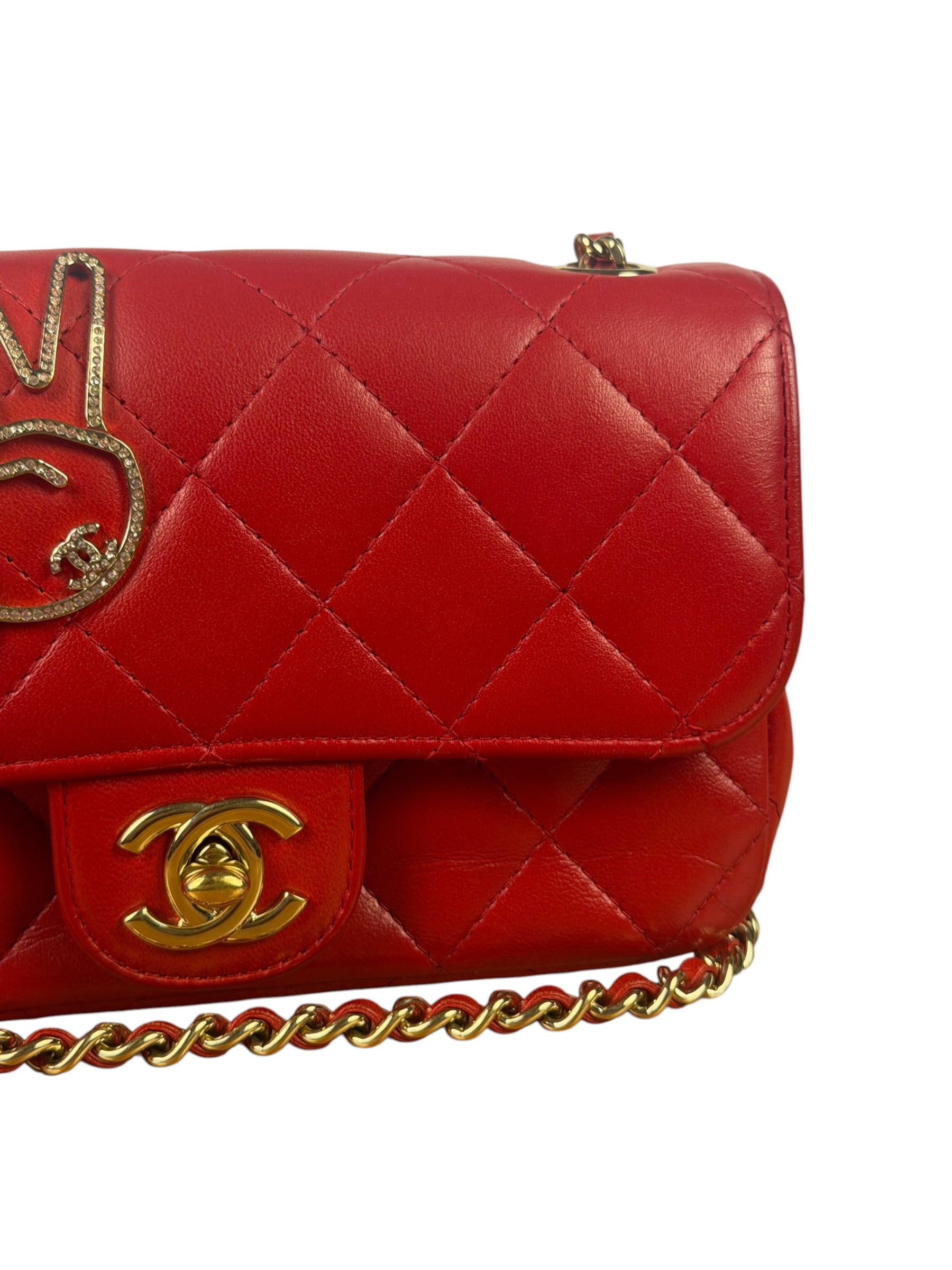Chanel Red Lambskin Timeless Small Shoulder Bag 2017