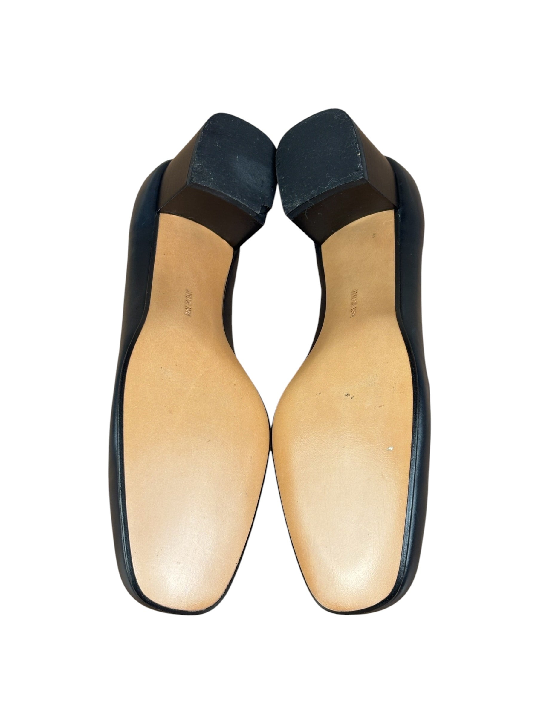 Salvatore Ferragamo Blue Gold Buckles Pumps