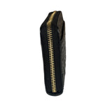 Coach Black Patent Leather Canvas Signature Zip-Around Long Wallet
