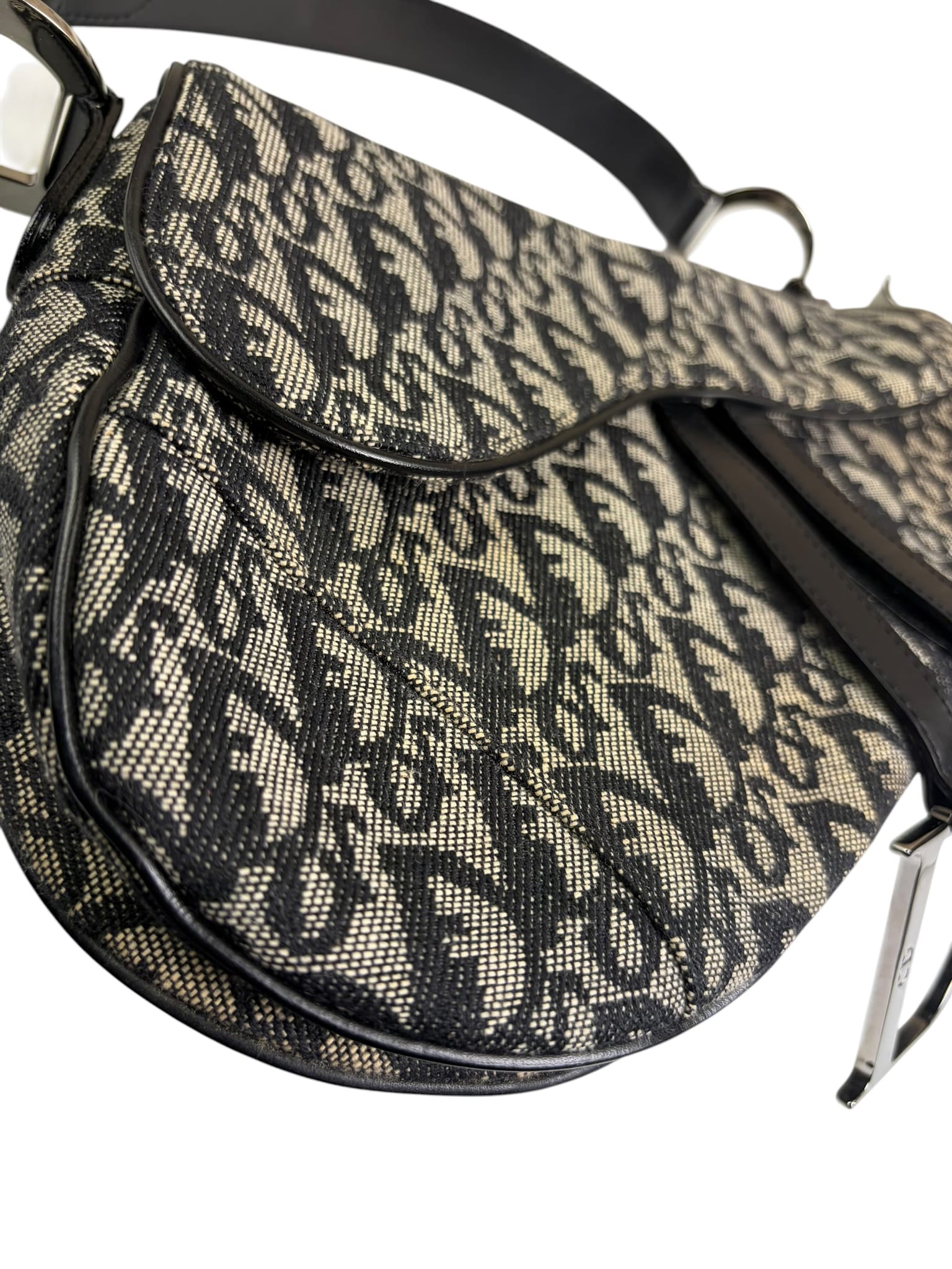 Christian Dior Black Trotter Medium Saddle Shoulder Bag