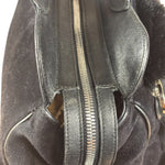 Salvatore Ferragamo Black Rabbit Fur Leather Trim Shoulder Bag